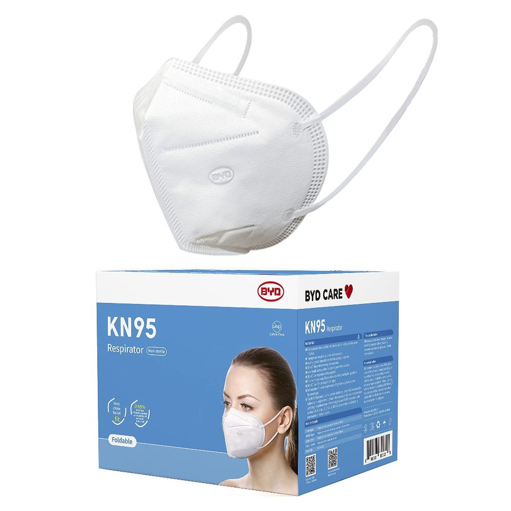 KN95 Respirator, 100 Pieces, Breathable & Comfortable Foldable Safety Mask